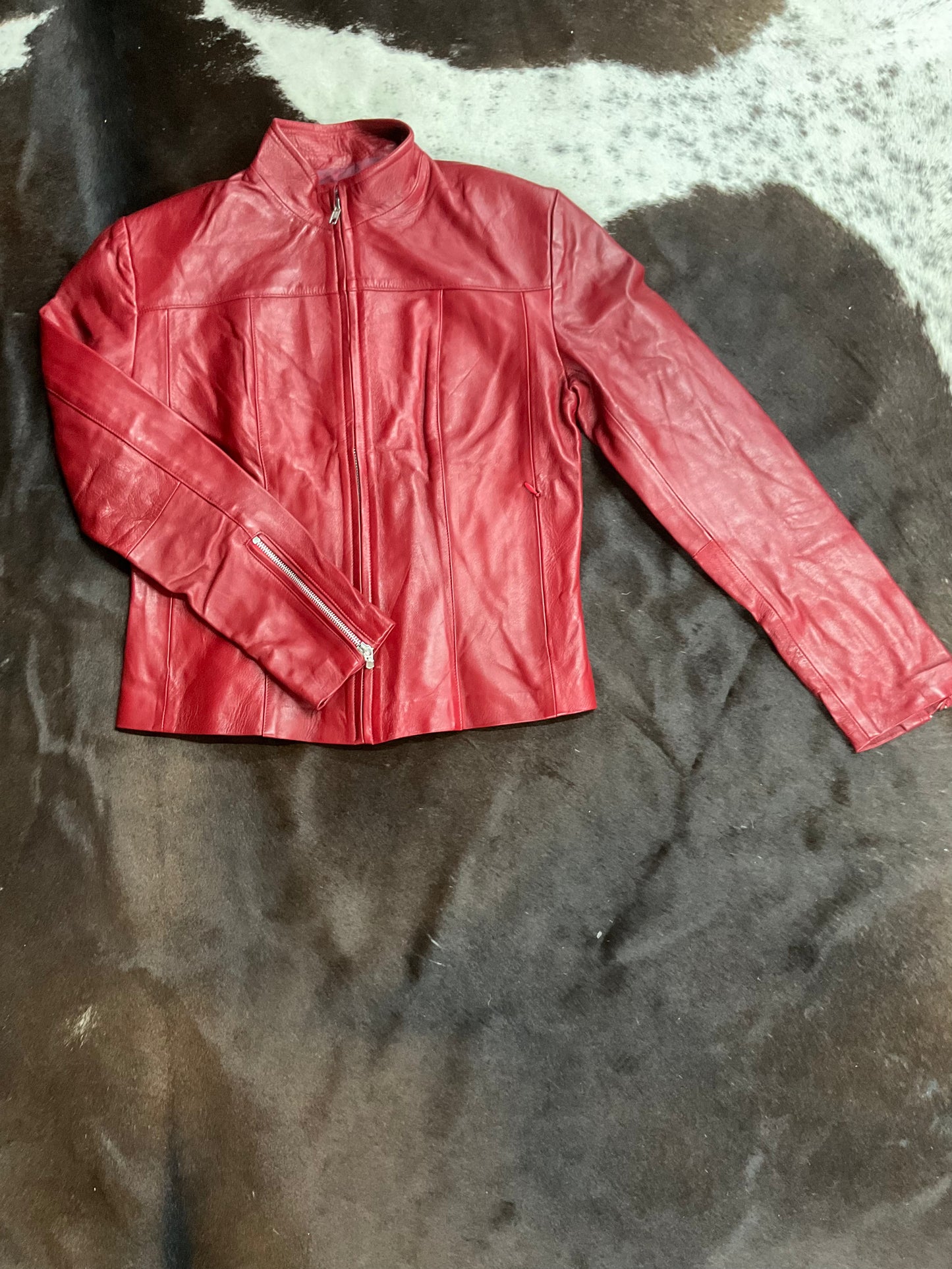 Lazo Women leather jacket Red