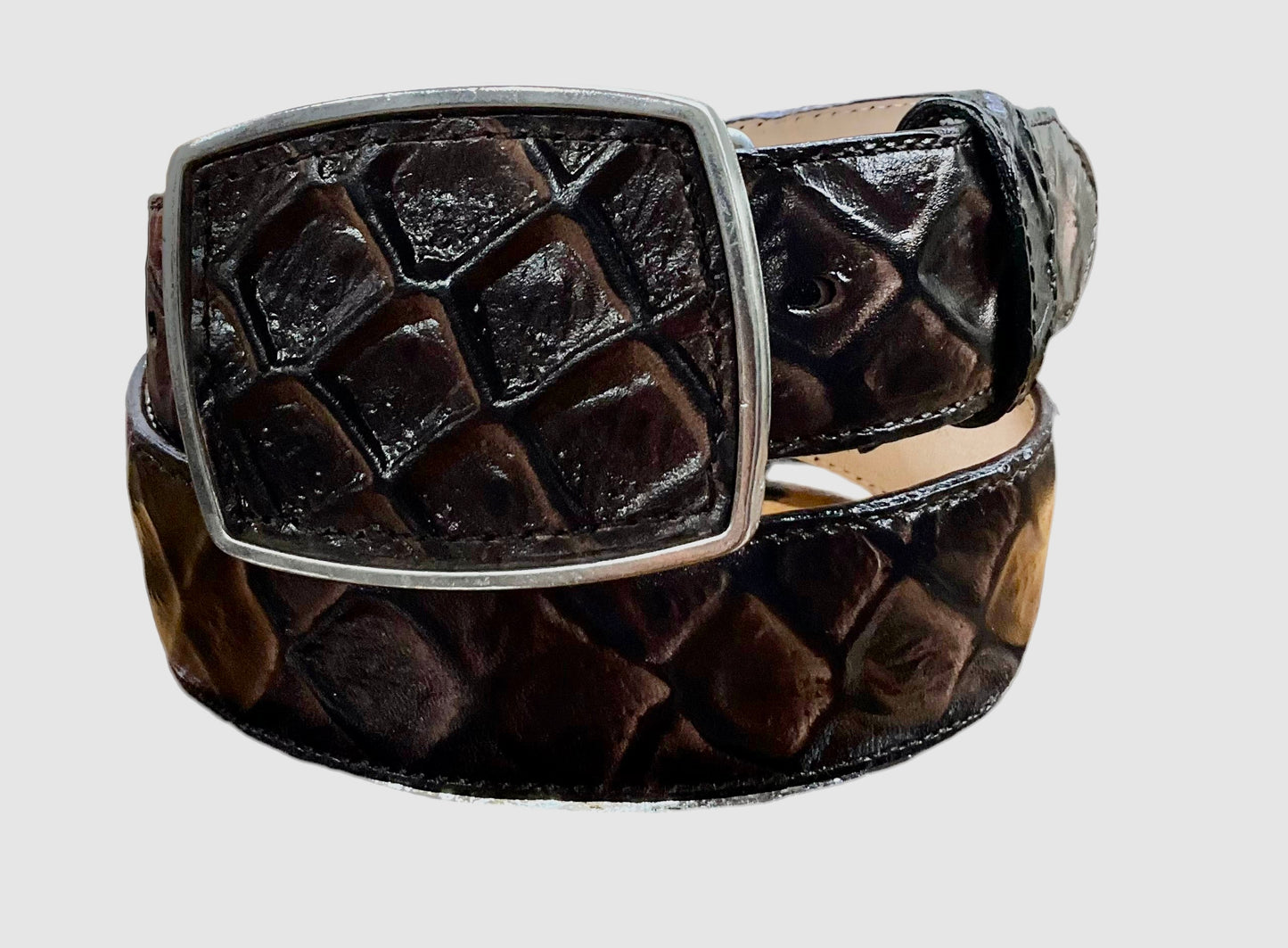 Cinto/Belt Fish Imitation Dark brown Square Buckle