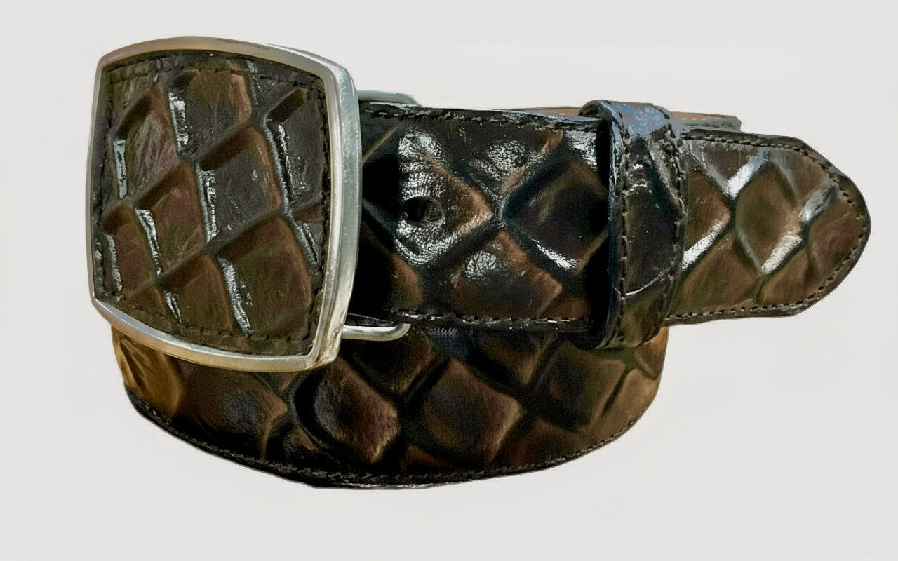 Cinto/Belt Fish Imitation Dark brown Square Buckle