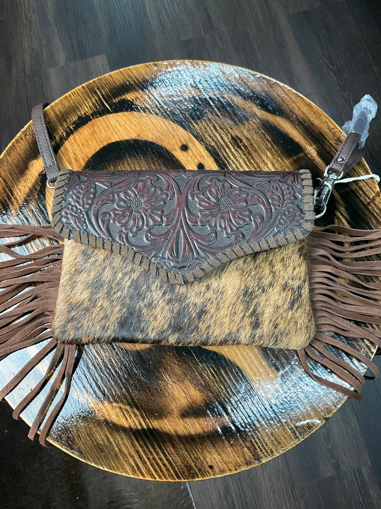 Cartera dama flecos pelo de vaca ( purse cowhide fringes )