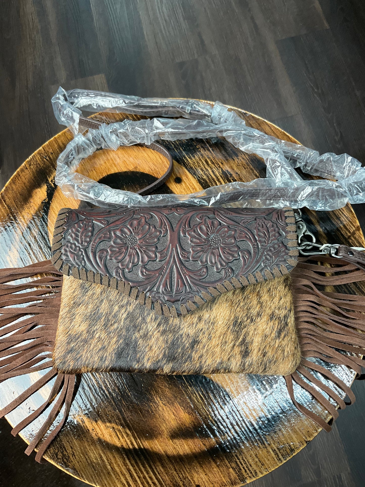 Cartera dama flecos pelo de vaca ( purse cowhide fringes )