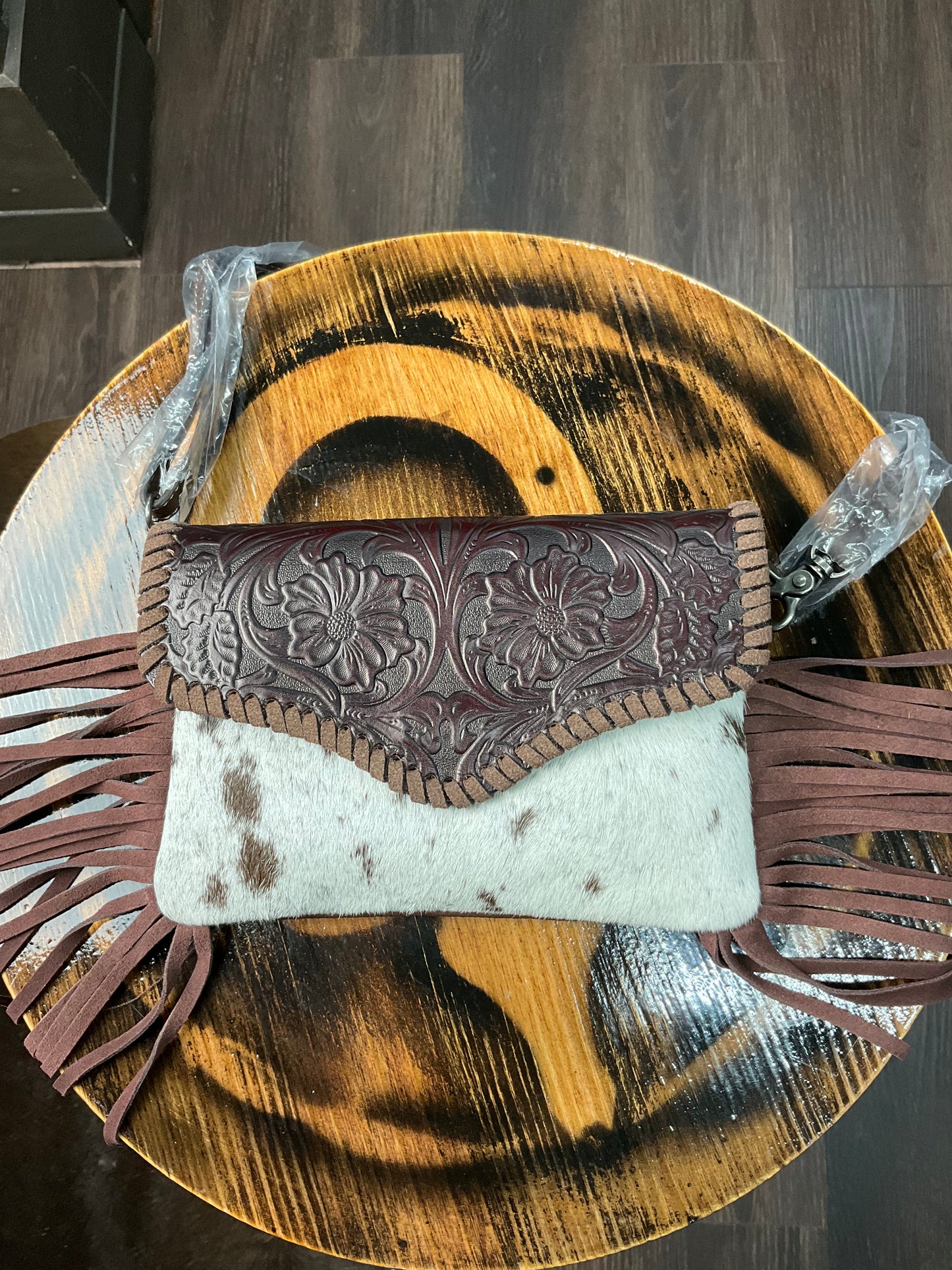 Cartera dama flecos pelo de vaca ( purse cowhide fringes )
