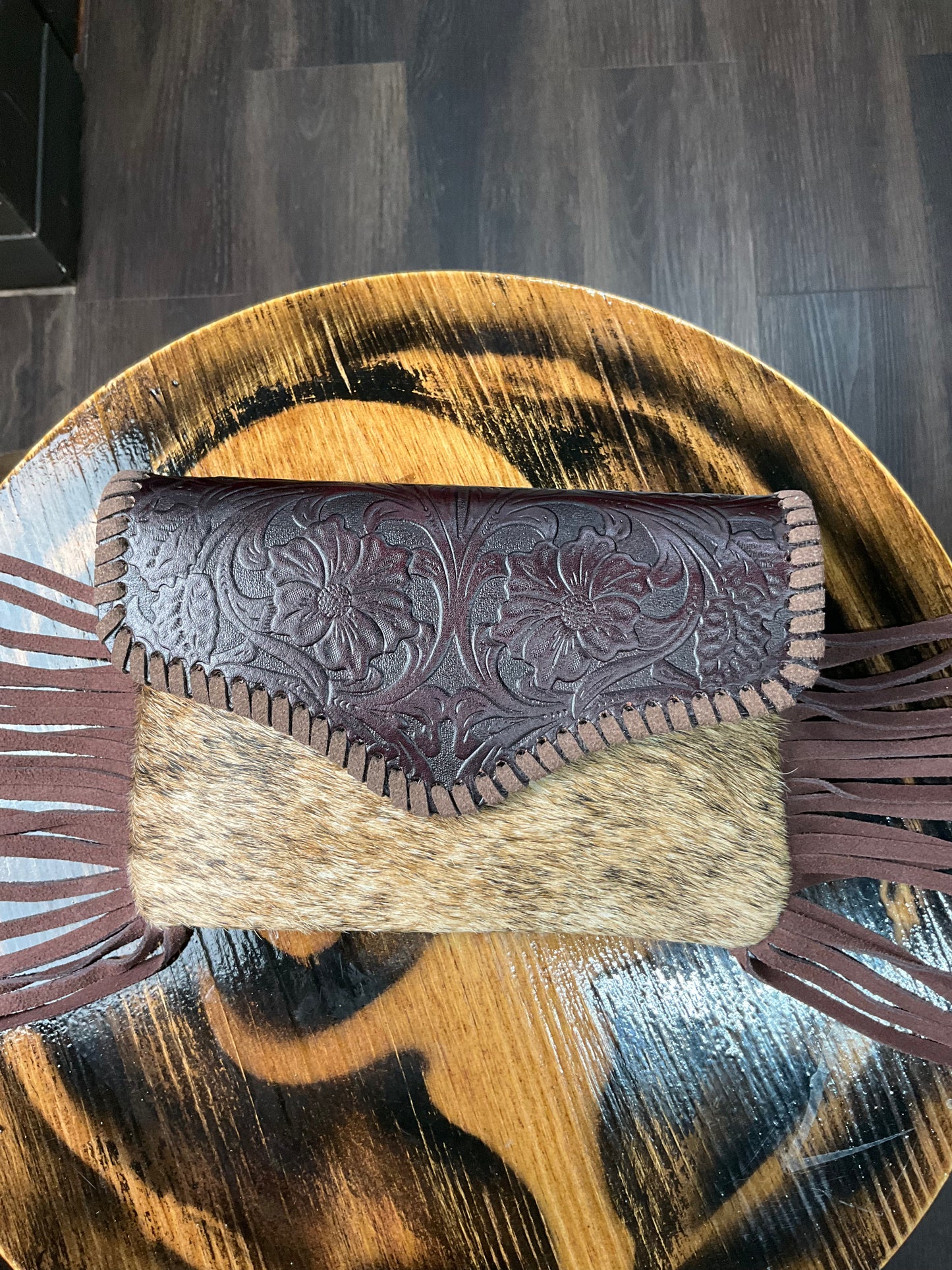 Cartera dama flecos pelo de vaca ( purse cowhide fringes )