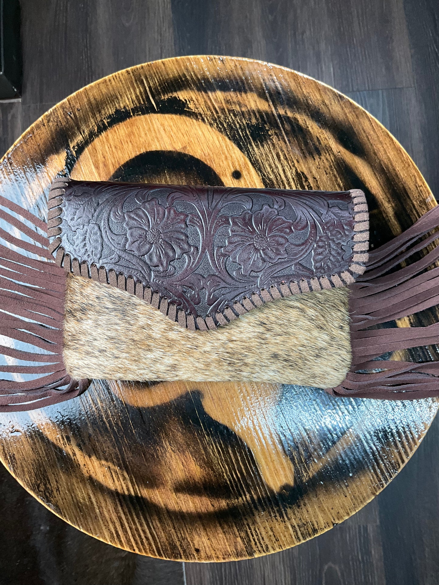 Cartera dama flecos pelo de vaca ( purse cowhide fringes )