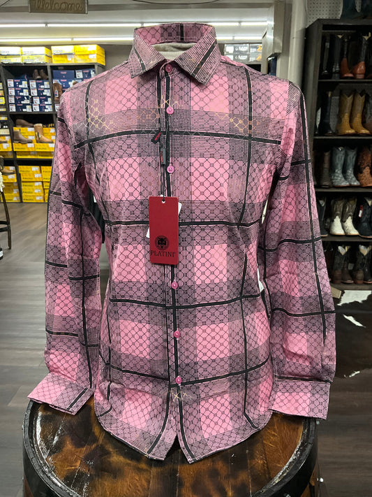Platini Men Shirt FPL11248 Pink/black