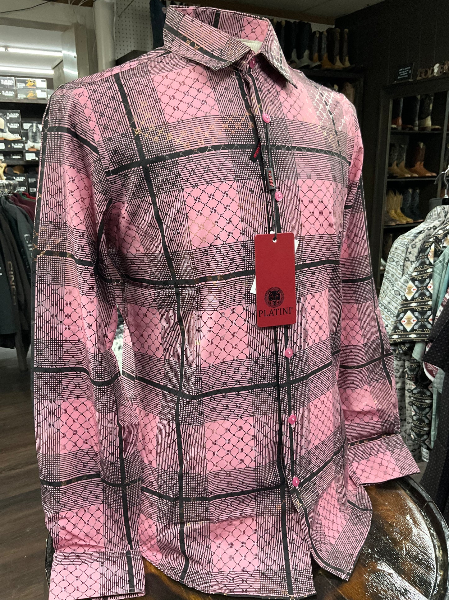 Platini Men Shirt FPL11248 Pink/black