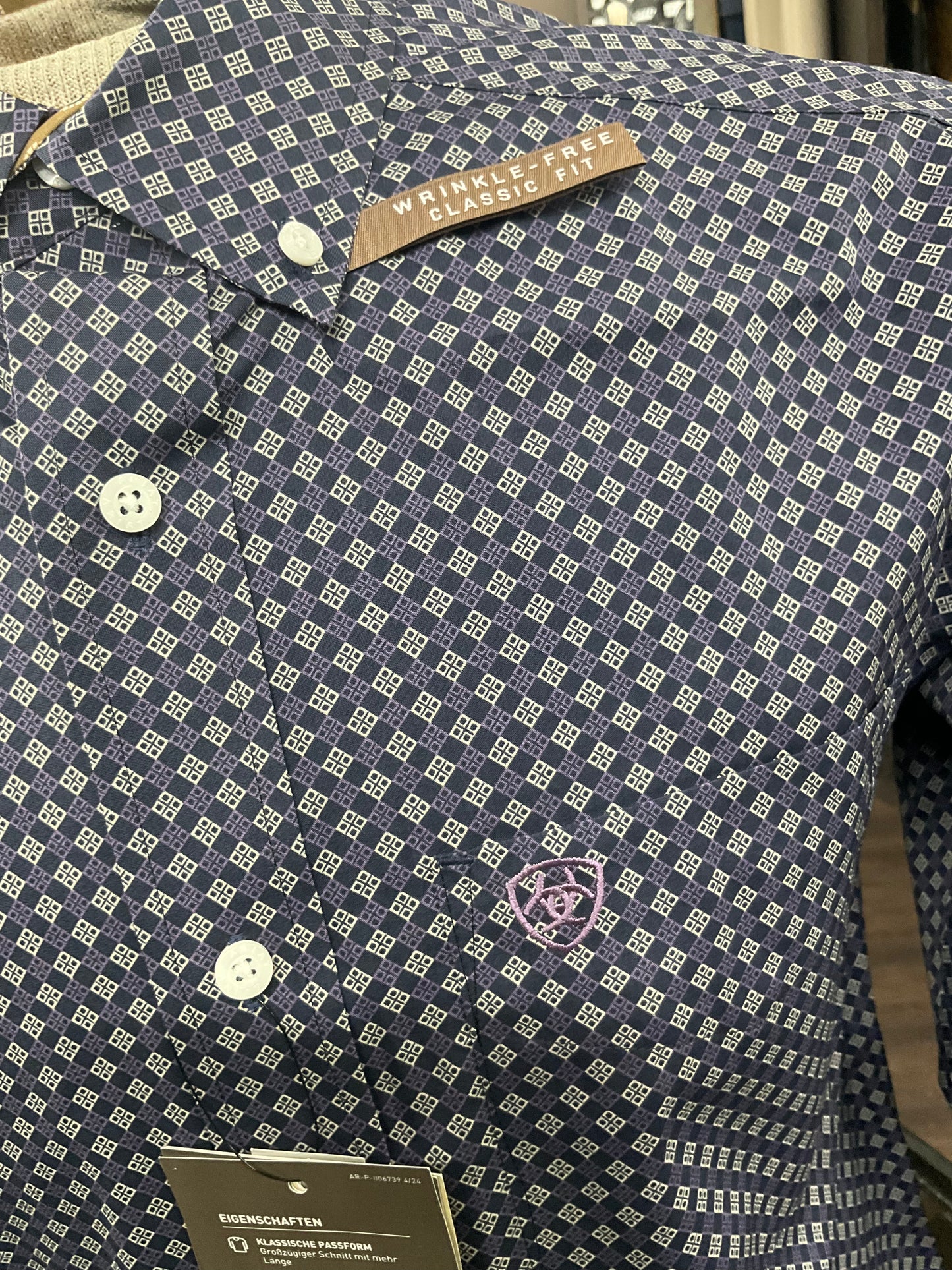 Ariat Men Shirt WF Dale LS Navy 10062195