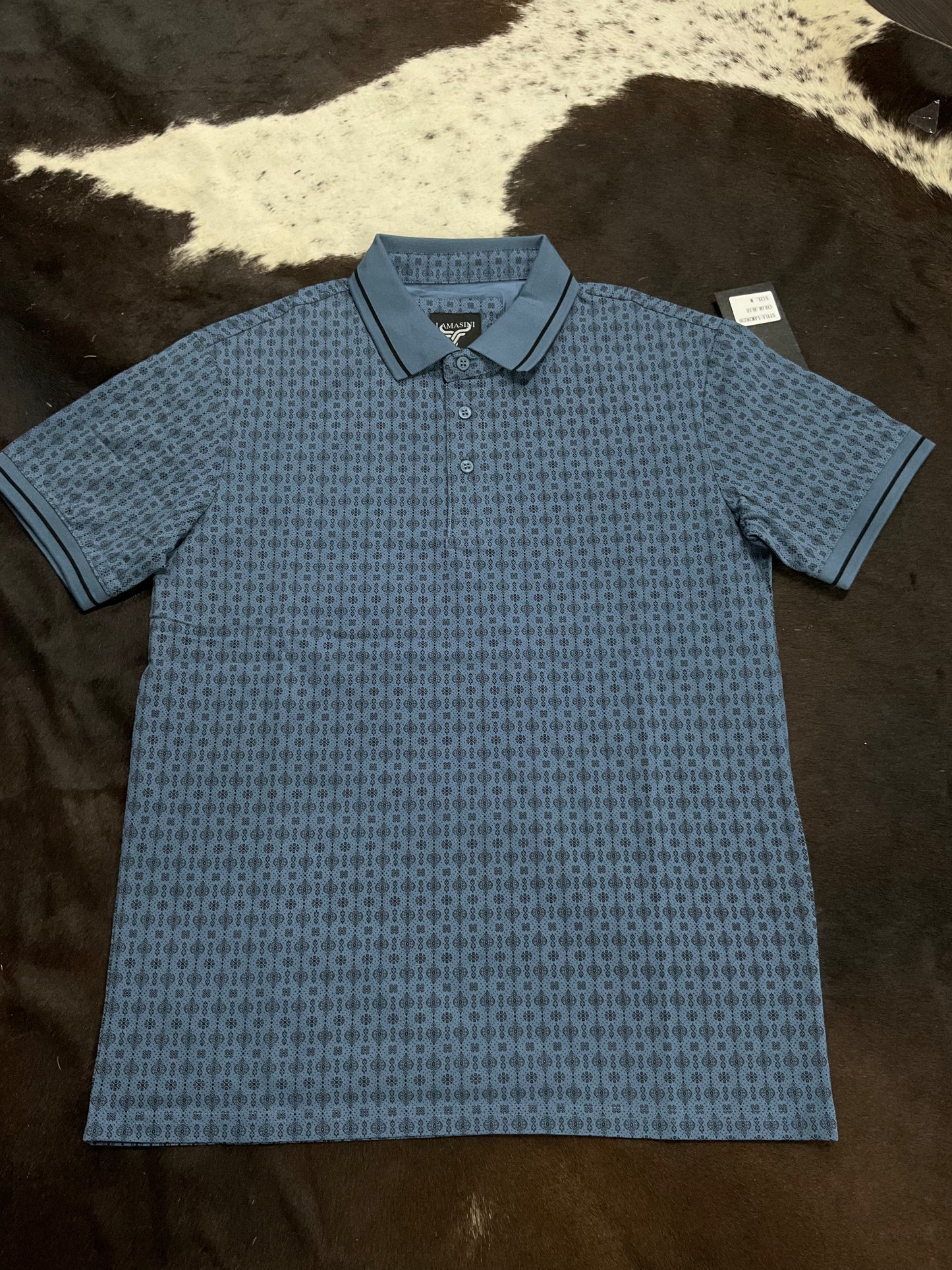 Lamasini Men polo LAM28230 Blue Modern Fit