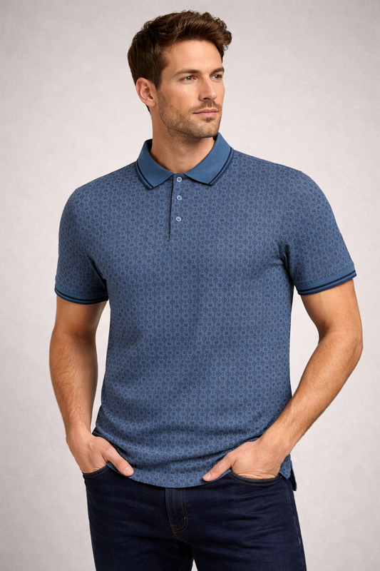 Lamasini Men polo LAM28230 Blue Modern Fit