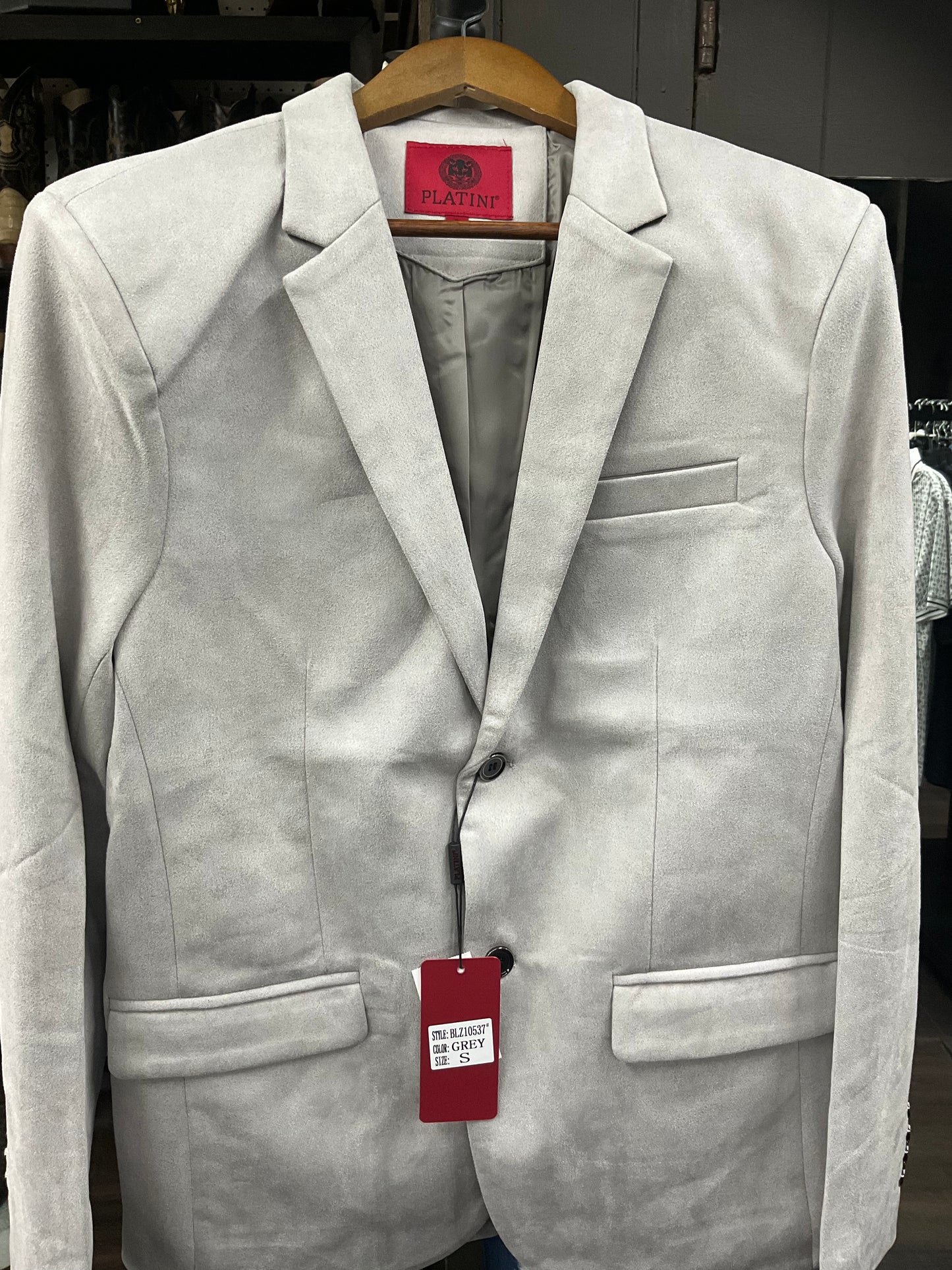 Saco Platini Gris gamuza BLZ10537 /coat men platini GREY suede