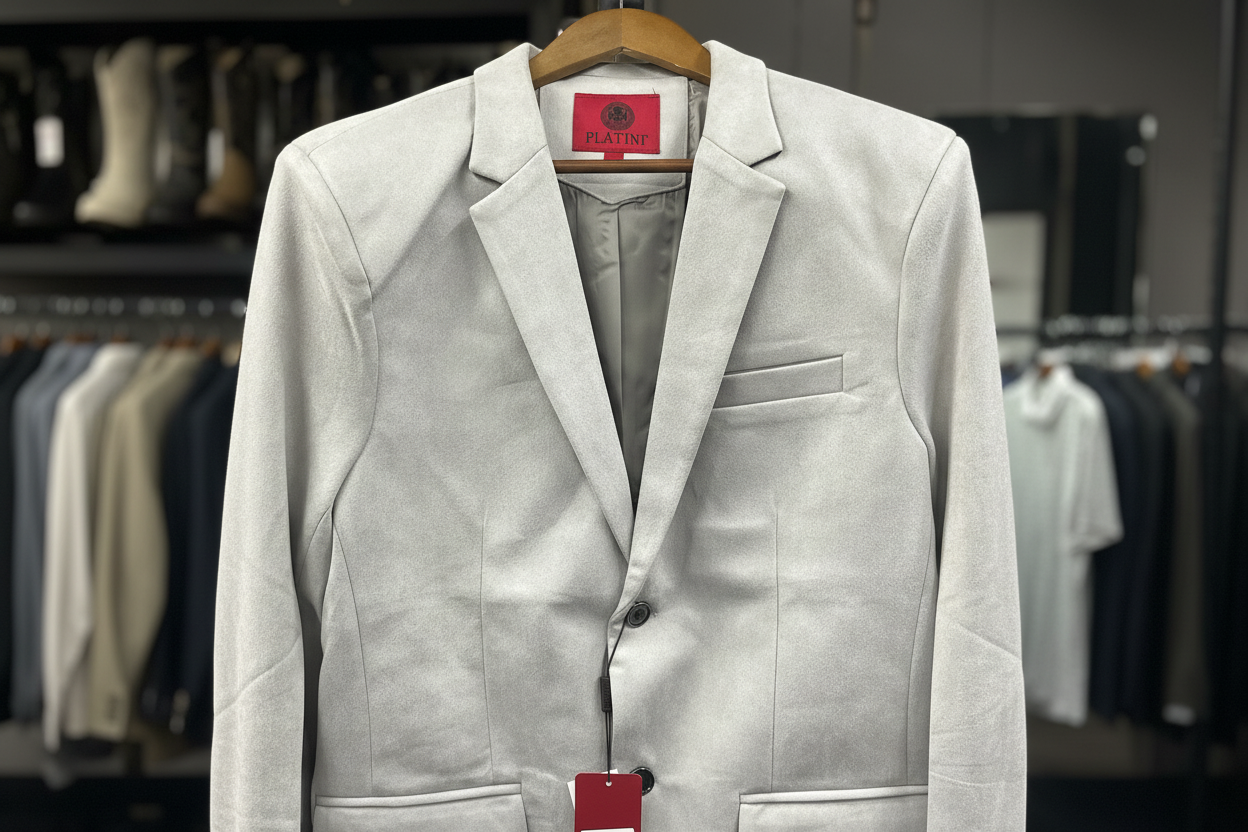 Saco Platini Gris gamuza BLZ10537 /coat men platini GREY suede