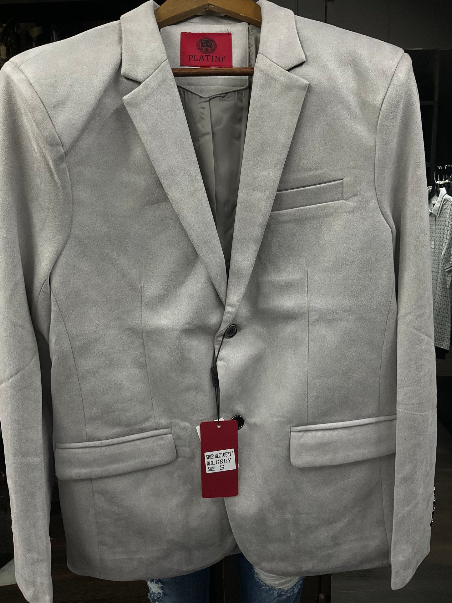 Saco Platini Gris gamuza BLZ10537 /coat men platini GREY suede