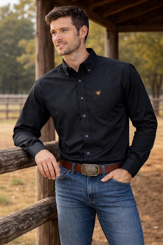 Ariat shirt solid Twill FTD LS Black 10034229 fitted