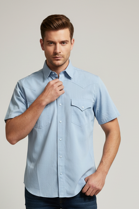 Platini  Shirt PGW10779 L-Blue short sleeve men