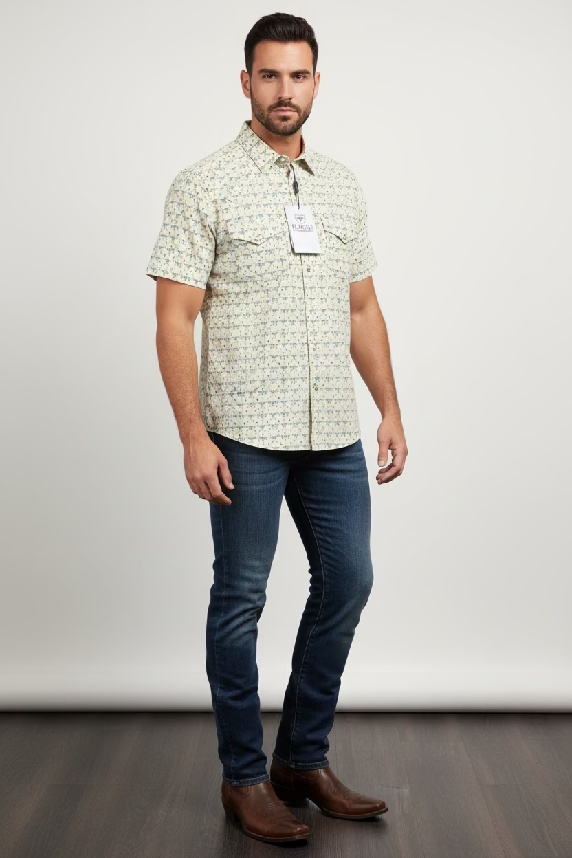 Shirt Platini PGW11550 Beige short sleeve