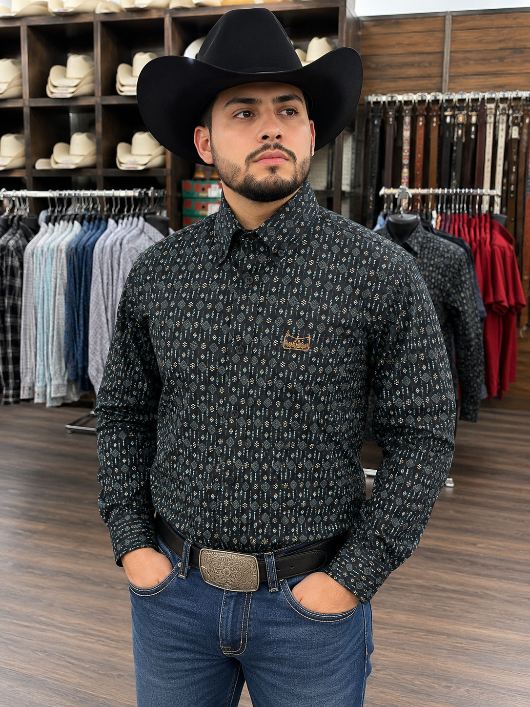 Montero Men Shirt MT4059 Black Long Sleeve
