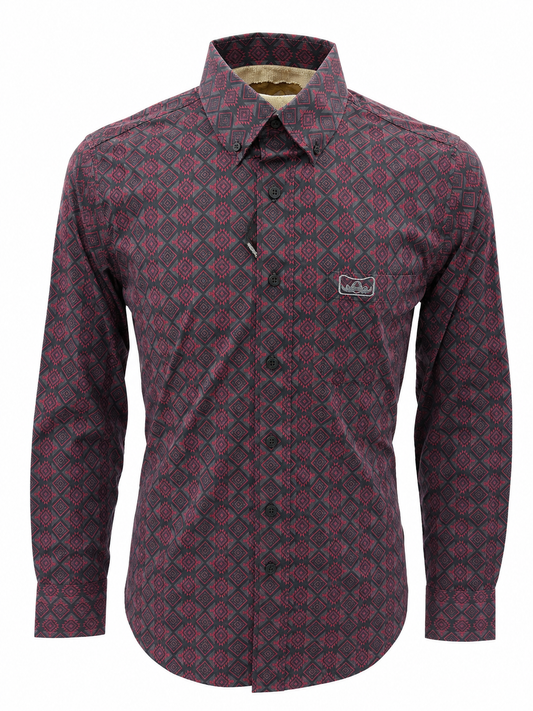Montero Men’s Shirt MT4061 Black/burgundy Long Sleeve